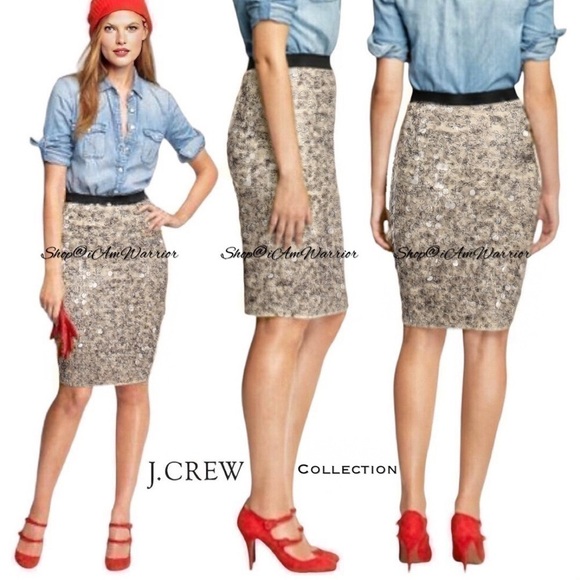 J.Crew Collection merino wool scatter paillette pencil skirt *shop@iamwarrior - Picture 1 of 13